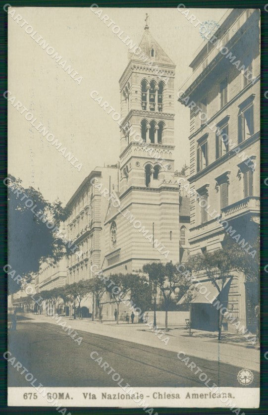Roma Città Via Nazionale Chiesa Americana NPG Foto cartolina QT1850 – fronte