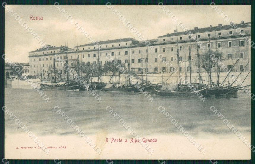 Roma Città Porto a Ripa Grande Barche cartolina QT1873 – fronte