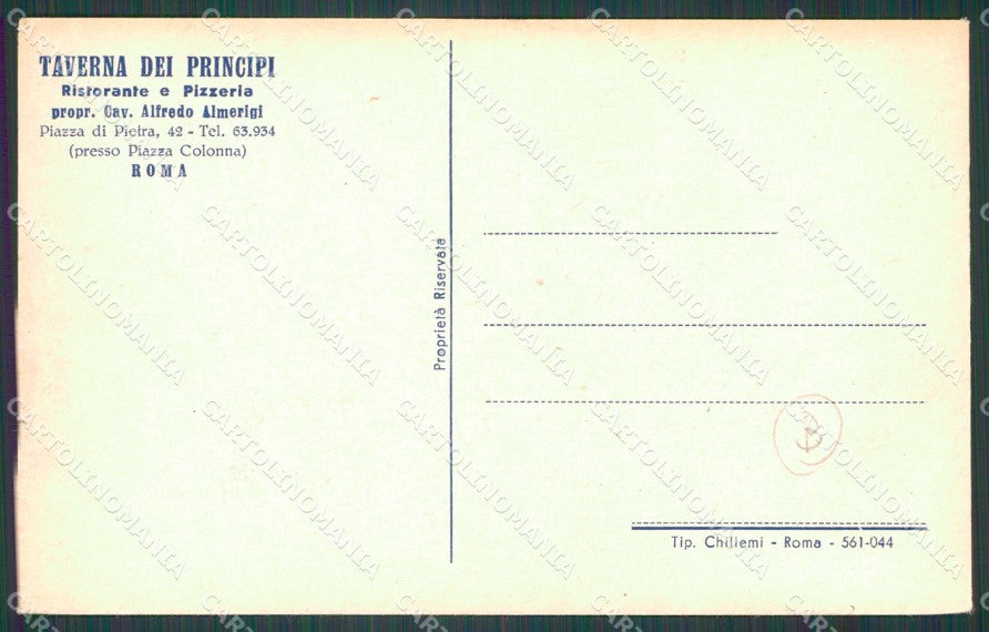 Roma Città Taverna dei Principi PIEGA cartolina QT1910 – retro