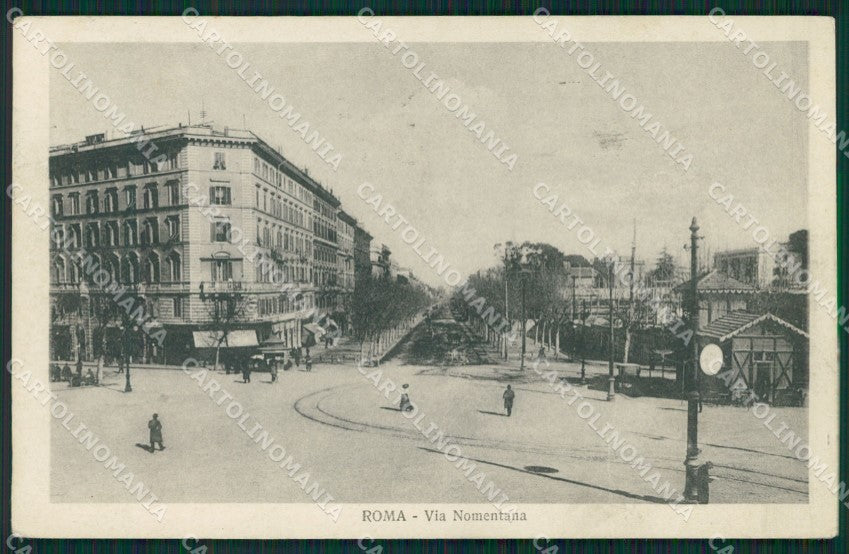 Roma Città Via Nomentana PIEGHINA cartolina QT1916 – fronte