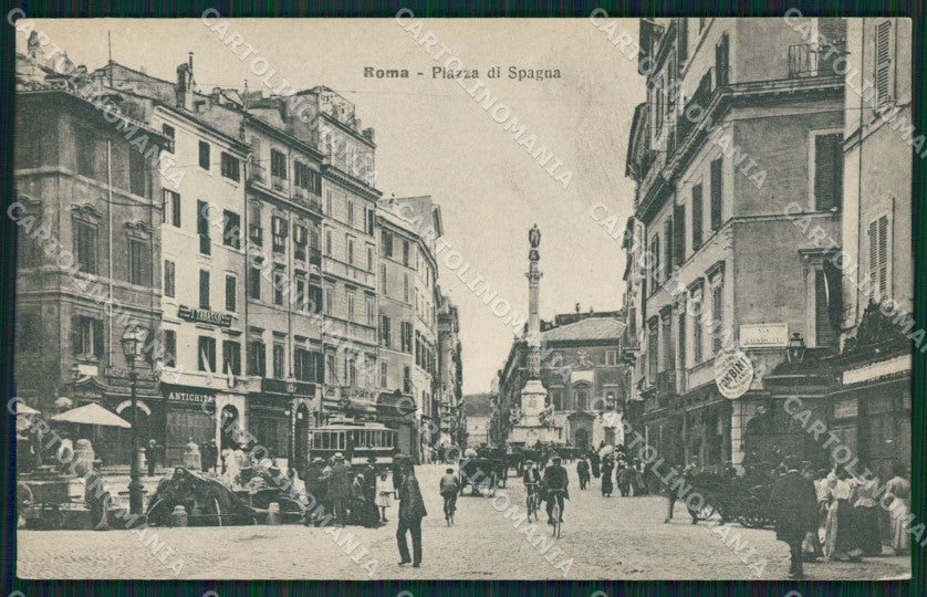 Roma Città Piazza di Spagna Tram cartolina QT1982 – fronte