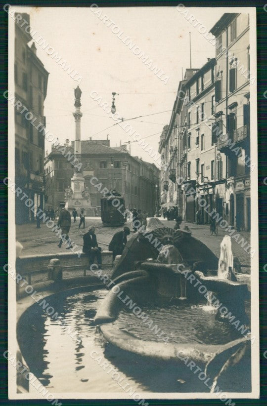 Roma Città Piazza di Spagna Tram PIEGHINA Foto cartolina QT1994 – fronte