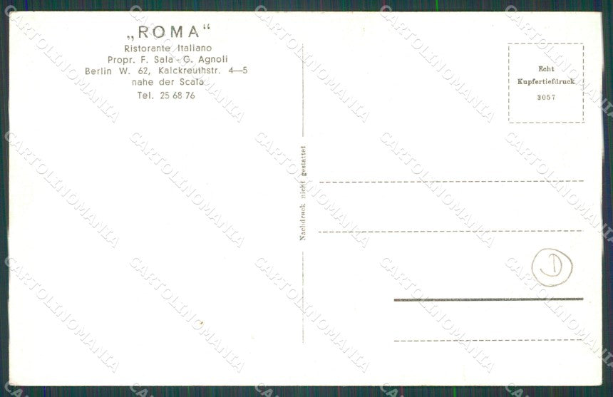 Roma Città Ristorante Italiano cartolina QT2024 – retro