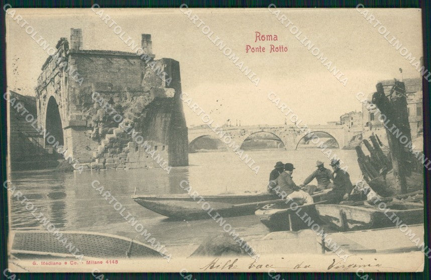 Roma Città Ponte Rotto Barca PIEGA cartolina QT2079 – fronte