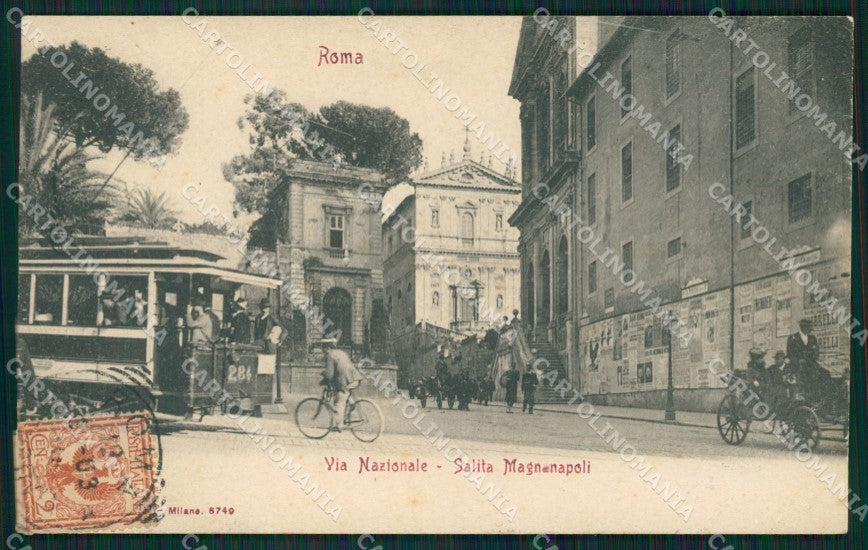 Roma Città Via Nazionale Tram Carrozze cartolina QT2139 – fronte