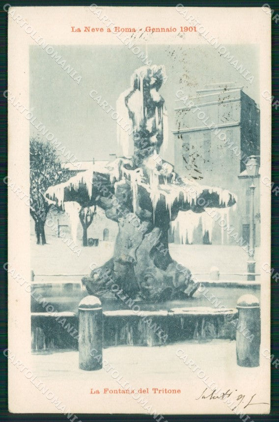 Roma Città Fontana del Tritone Nevicata cartolina QT2183 – fronte
