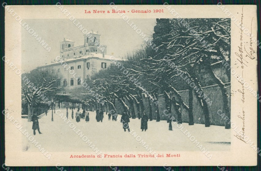Roma Città Accademia di Francia Nevicata cartolina QT2187 – fronte