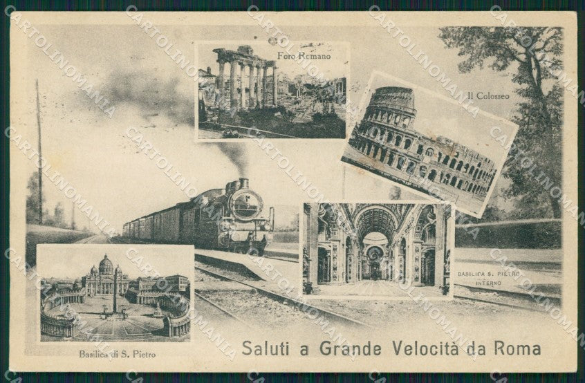 Roma Città Saluti a Grande Velocità Treno cartolina QT2216 – fronte