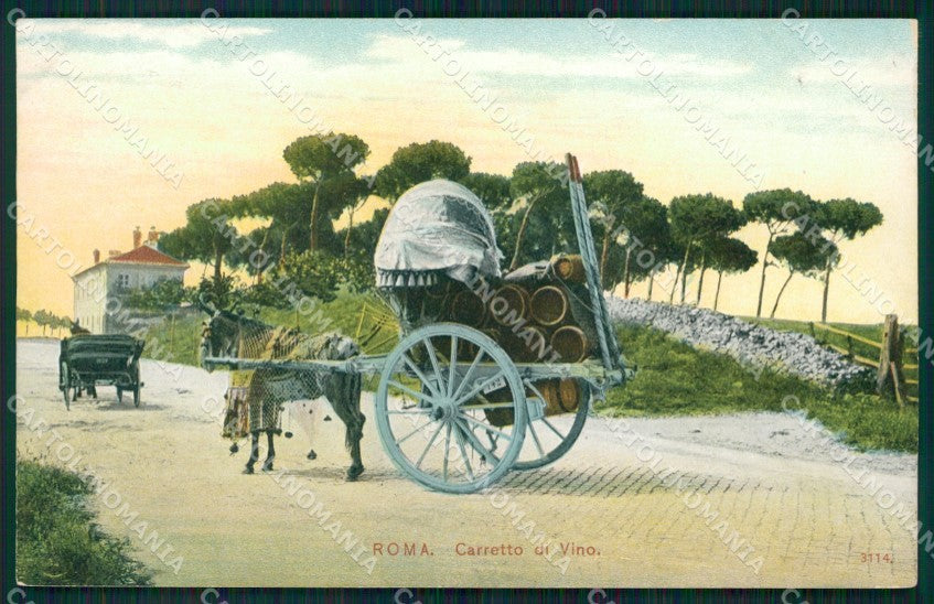 Roma Città Costumi Carro da Vino cartolina QT2279 – fronte