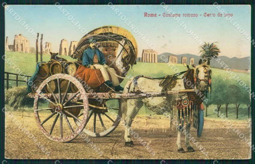 Roma Città Costumi Carro da Vino ABRASA cartolina QT2282 – fronte
