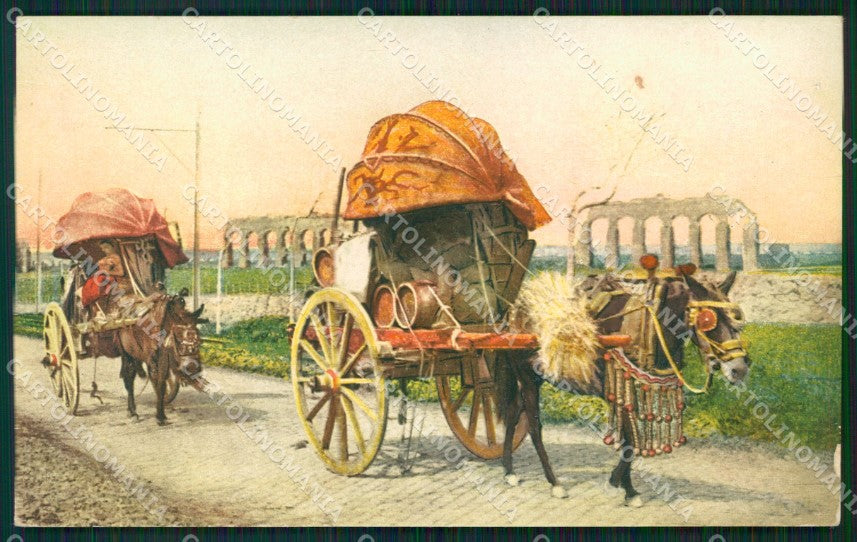 Roma Città Costumi Carro da Vino cartolina QT2284 – fronte