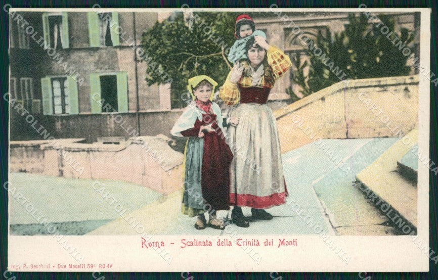 Roma Città Scalinata Trinità dei Monti Costumi cartolina QT2301 – fronte