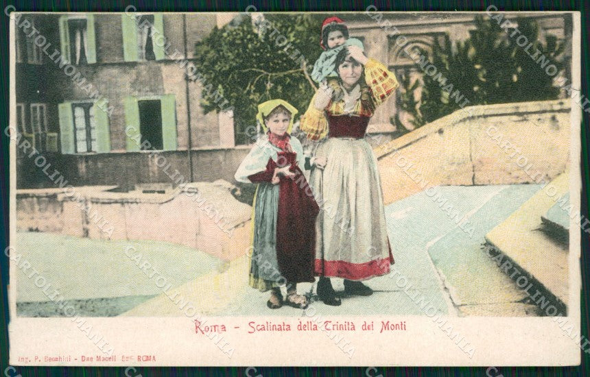 Roma Città Scalinata Trinità dei Monti Costumi cartolina QT2303 – fronte