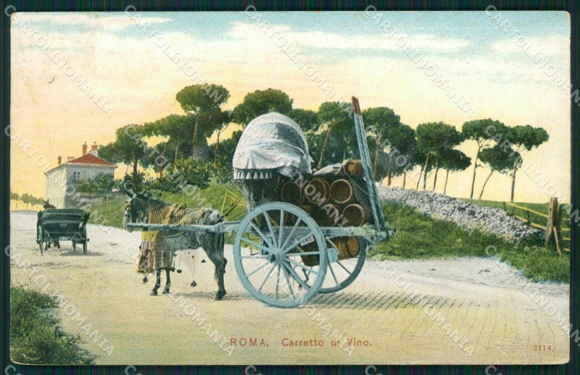 Roma Città Costumi Carro da Vino cartolina QT2306 – fronte