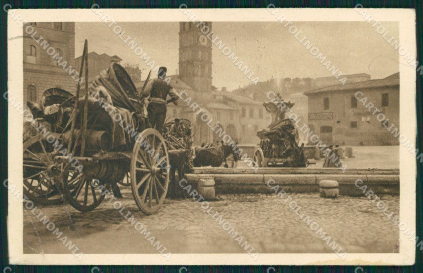 Roma Città Piazza Bocca della Verità Carro da Vino PIEGA cartolina QT2313 – fronte