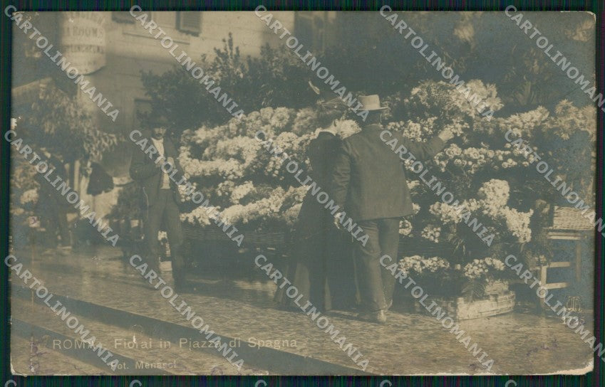 Roma Città Piazza di Spagna Fiorai Alterocca 1725 Foto cartolina QT2338 – fronte