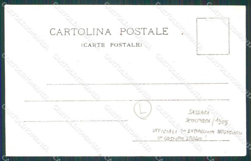 Sassari Città Costumi Ufficiali Bersaglieri Foto cartolina QT2397 – retro