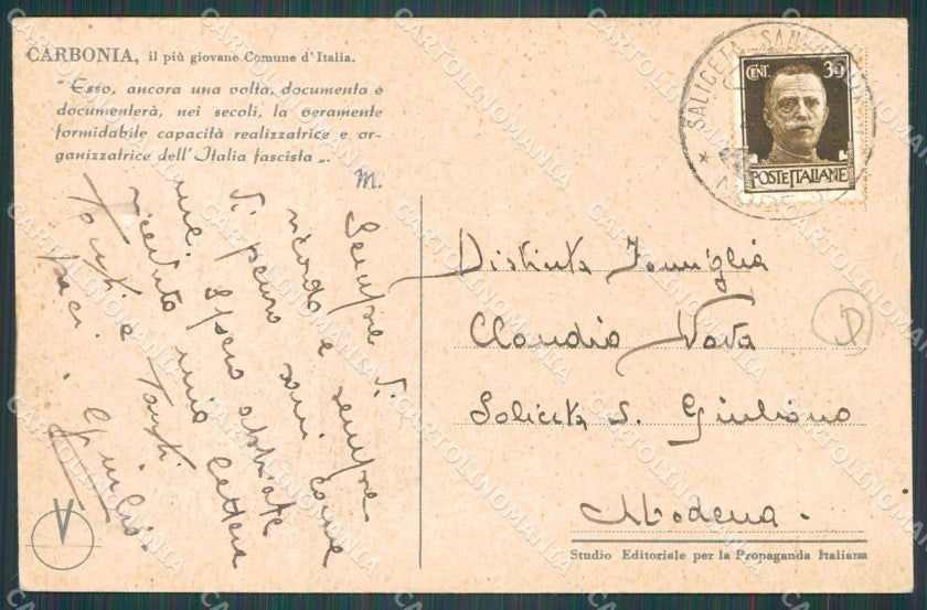 Cagliari Carbonia cartolina QT2417 – retro