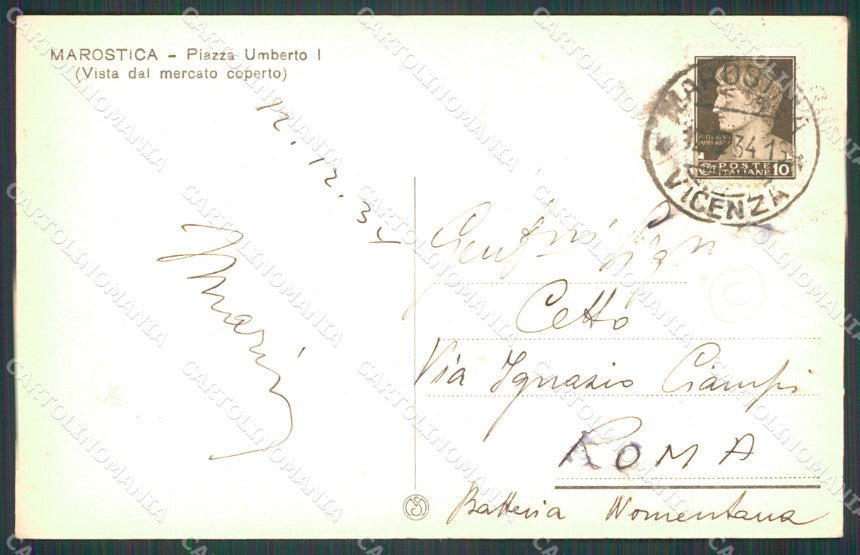 Vicenza Marostica Mercato Coperto cartolina QT2485 – retro