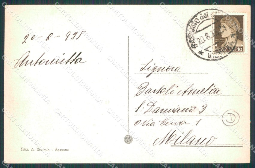 Vicenza Bassano del Grappa PIEGA cartolina QT2514 – retro