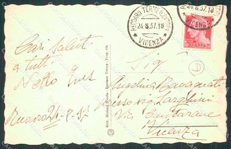 Vicenza Recoaro Terme PIEGHINA cartolina QT2576 – retro