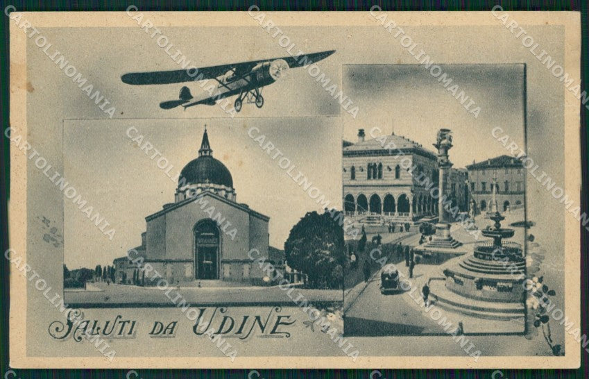 Udine Città Saluti da Aereo PIEGATA cartolina QT2737 – fronte