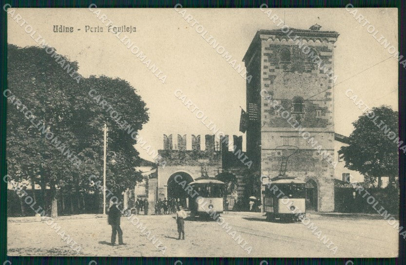 Udine Città Porta Aquileia Tram cartolina QT2828 – fronte