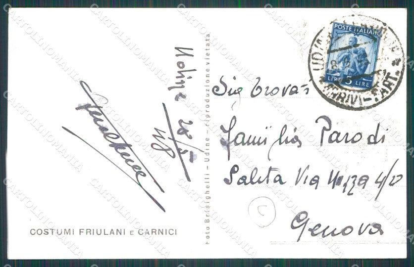 Udine Carnia Costumi Foto cartolina QT2961 – retro