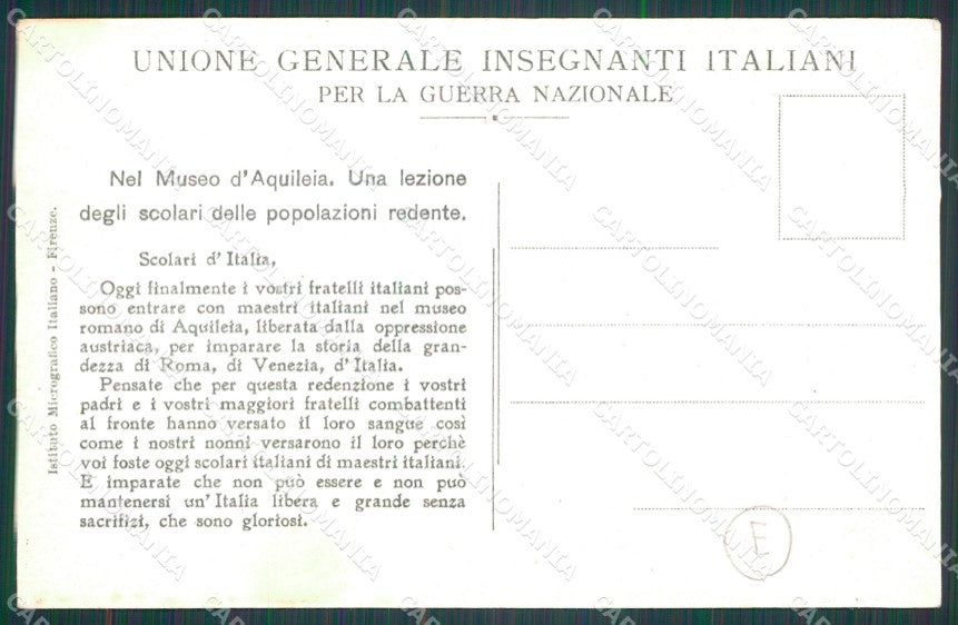 Udine Aquileia Unione Generale Insegnati Italiani PIEGHINA cartolina QT2968 – retro