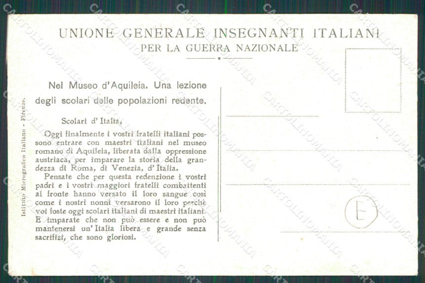 Udine Aquileia Unione Generale Insegnati Italiani PIEGHINA cartolina QT2969 – retro
