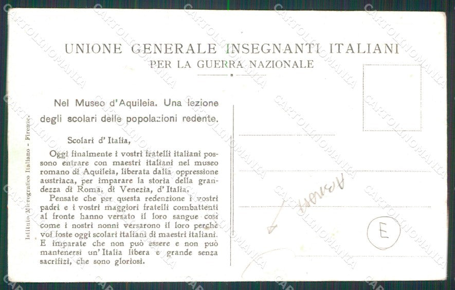 Udine Aquileia Unione Generale Insegnati Italiani ABRASA cartolina QT2970 – retro