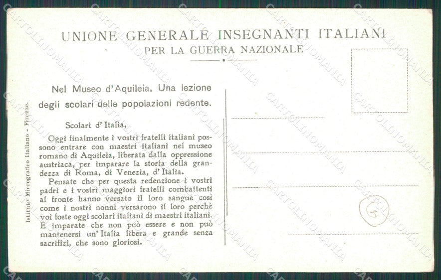 Udine Aquileia Unione Generale Insegnati Italiani cartolina QT2971 – retro