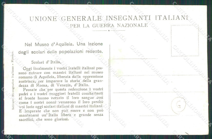 Udine Aquileia Unione Generale Insegnati Italiani cartolina QT2973 – retro