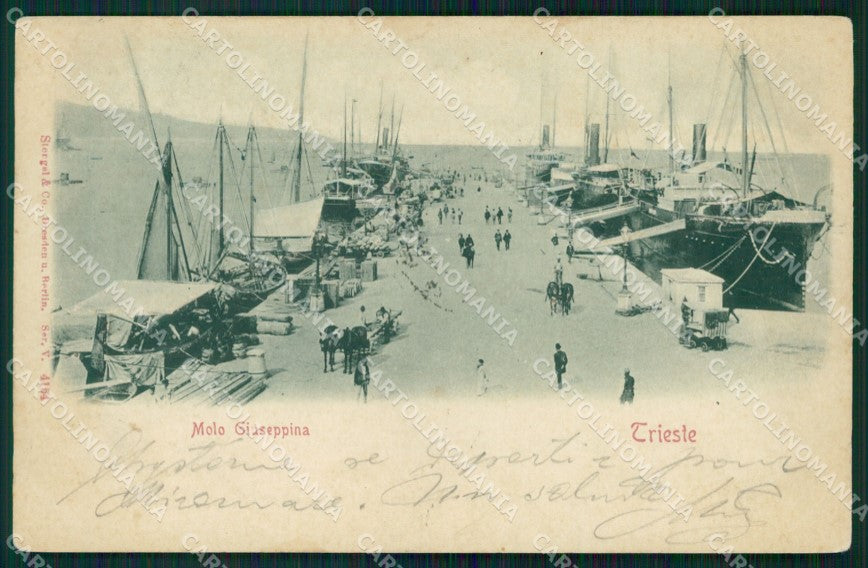 Trieste Città Molo Giuseppina Barche Rilievo cartolina QT3032 – fronte