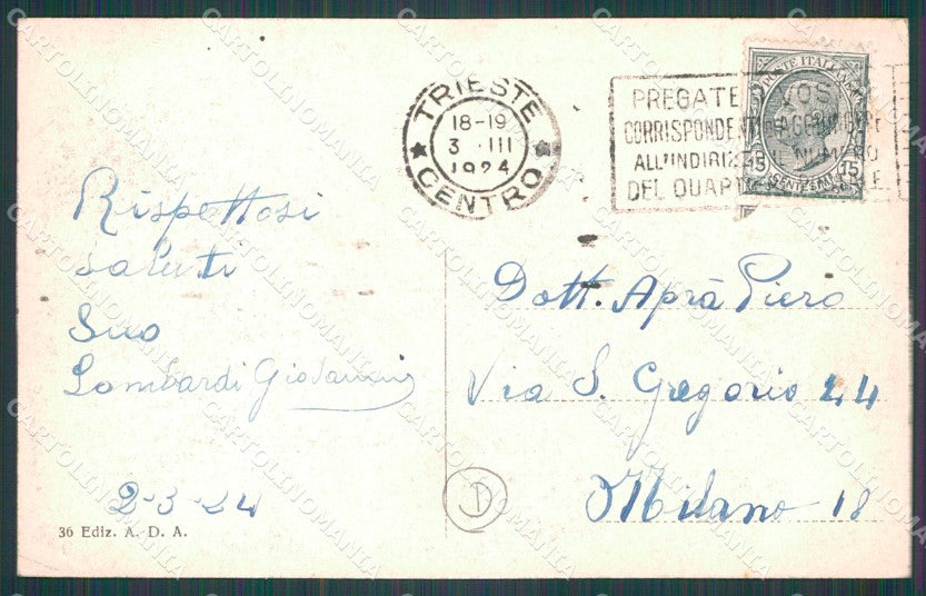 Trieste Città cartolina QT3041 – retro