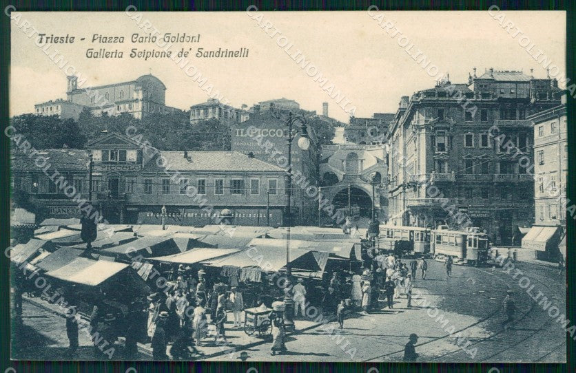 Trieste Città Mercato Tram cartolina QT3047 – fronte