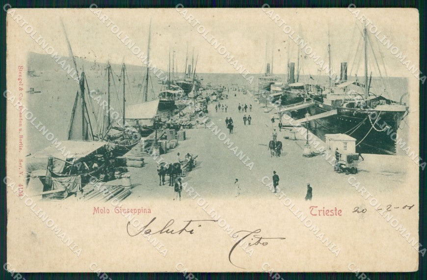 Trieste Città Molo Giuseppina Barche Rilievo cartolina QT3053 – fronte