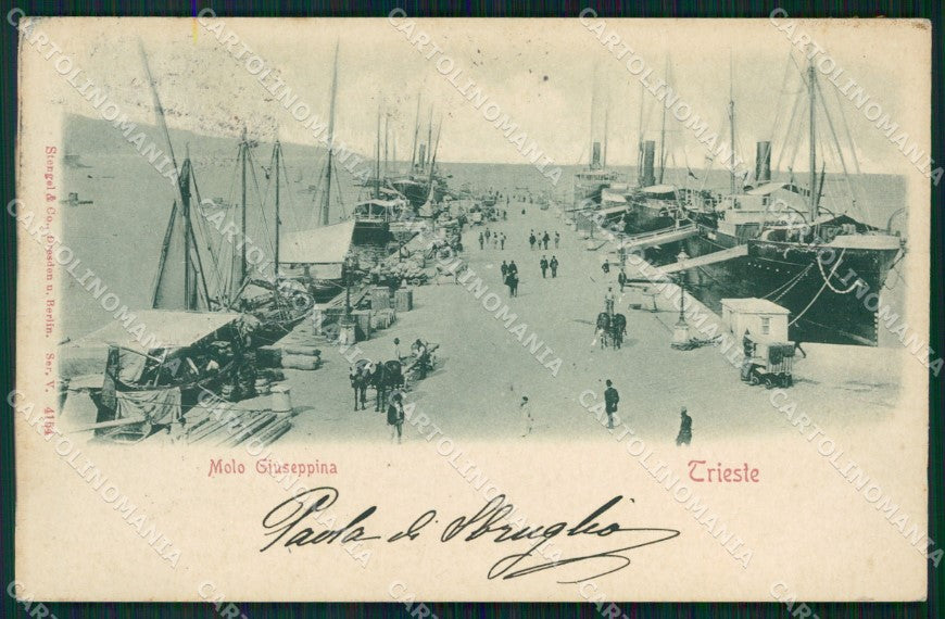 Trieste Città Molo Giuseppina Barche Rilievo cartolina QT3054 – fronte