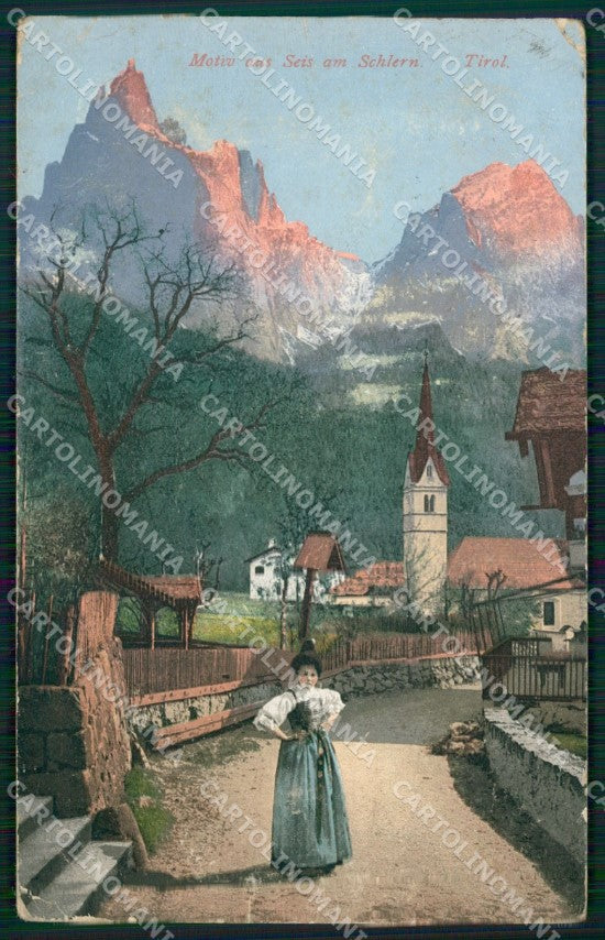 Bolzano Castelrotto Siusi allo Sciliar Costumi PIEGHINE cartolina QT3136 – fronte