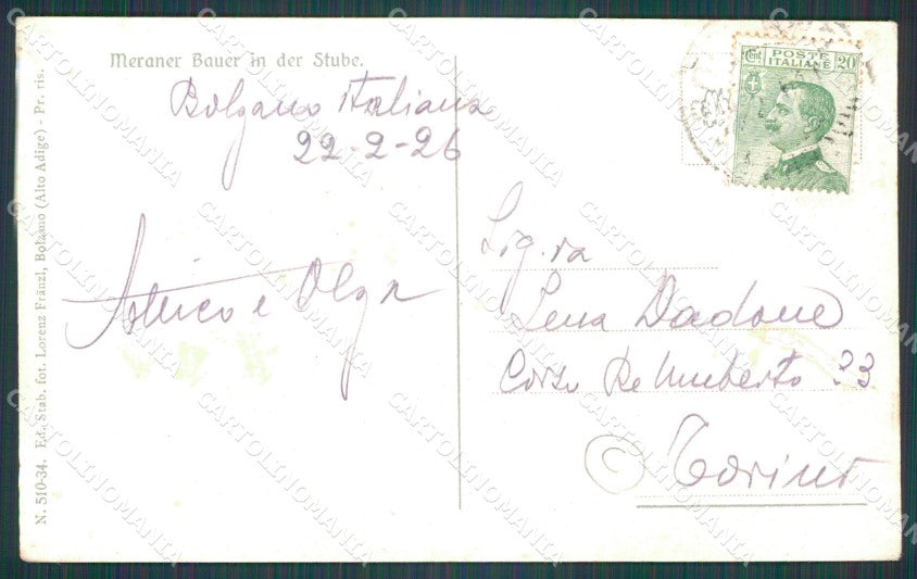 Bolzano Merano Costumi cartolina QT3137 – retro