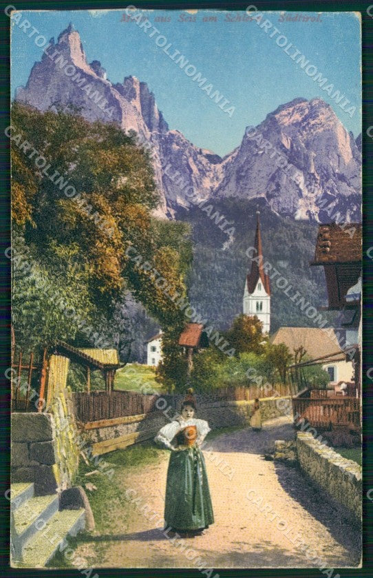 Bolzano Castelrotto Siusi allo Sciliar Costumi RIFILATA cartolina QT3138 – fronte