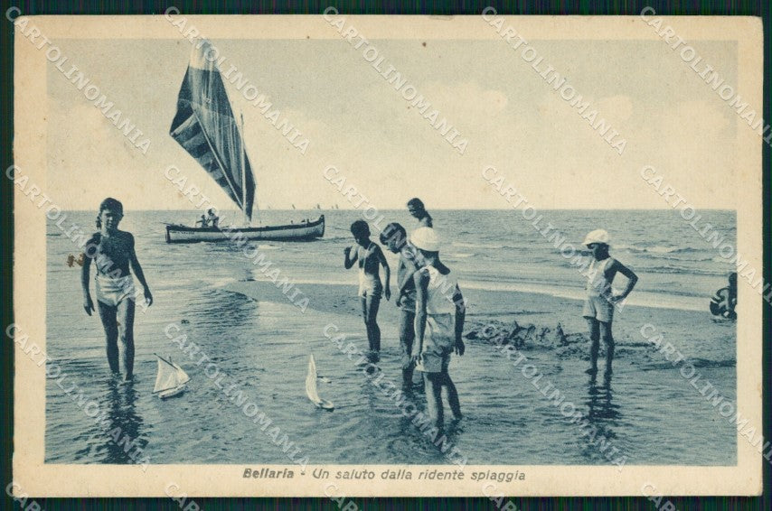 Rimini Bellaria Spiaggia Barca cartolina QT3183 – fronte