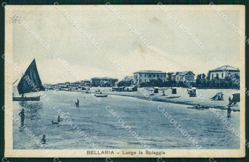 Rimini Bellaria Spiaggia PIEGHINE cartolina QT3185 – fronte