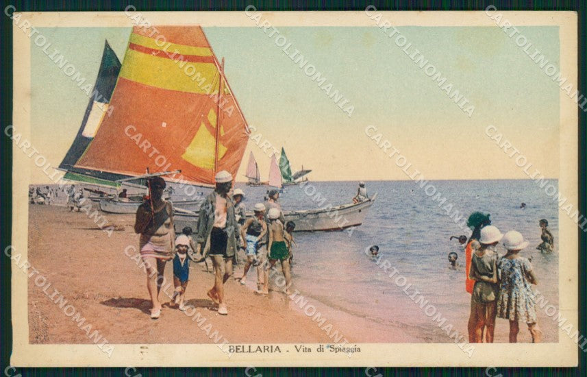 Rimini Bellaria Spiaggia Barche cartolina QT3189 – fronte