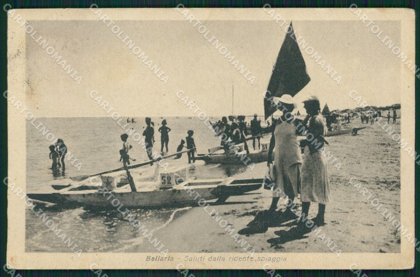 Rimini Bellaria Spiaggia Barche cartolina QT3196 – fronte