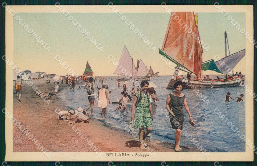 Rimini Bellaria Spiaggia Barche cartolina QT3199 – fronte
