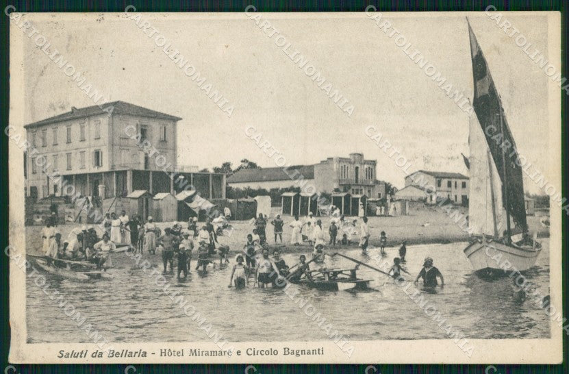 Rimini Bellaria Spiaggia Barca PIEGATA cartolina QT3202 – fronte