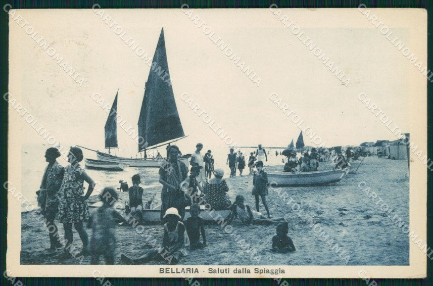 Rimini Bellaria Spiaggia Barche cartolina QT3217 – fronte