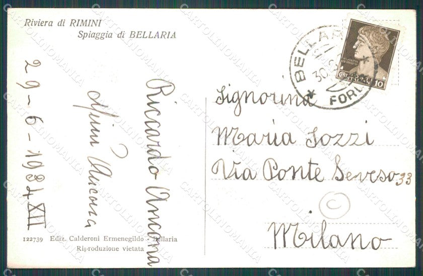 Rimini Bellaria Barche cartolina QT3227 – retro