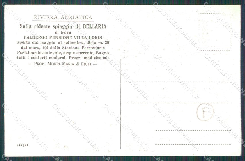 Rimini Bellaria Pensione Villa Loris cartolina QT3238 – retro
